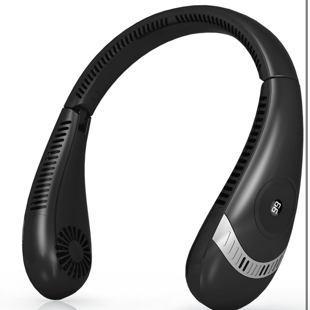 NWT Portable Blade-less Rechargeable Neck Fan Black